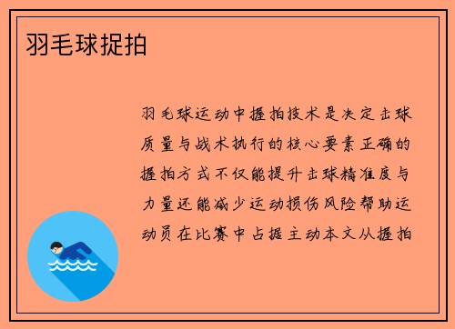 羽毛球捉拍